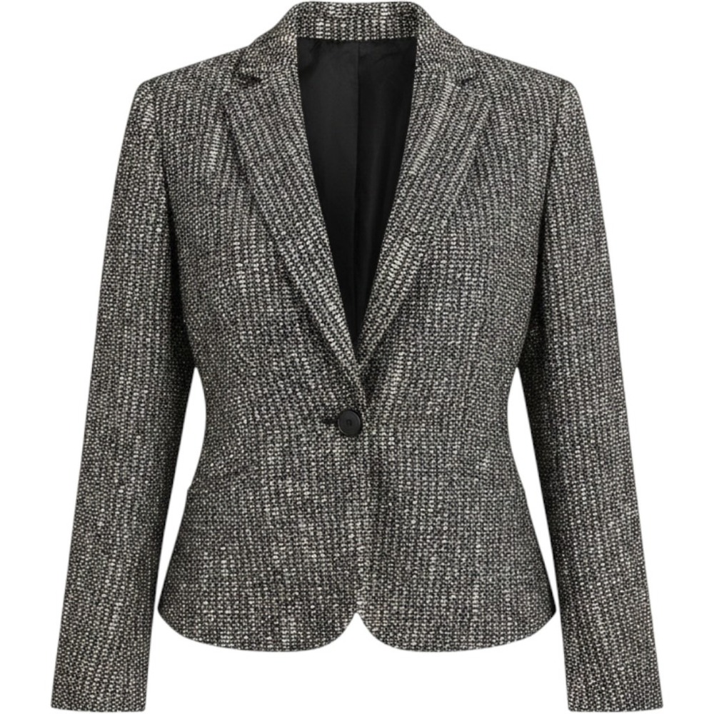 Bernard Zins Paris Sequined Tweed Blazer Jacket‎ Black Ivory Size 8